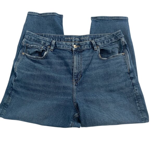 American Eagle Curvy Mom Jeans Size 20 Short Blue Stretch medium Wash Denim - Picture 1 of 15